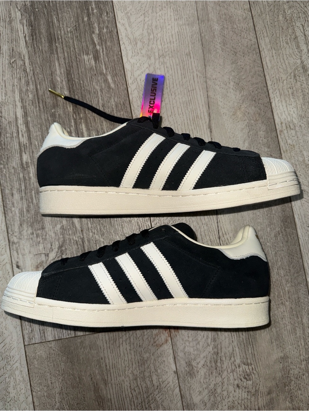Adidas Superstar Black and White Suede Shell-Toe Sneakers size 8 1/2 men’s 9.5 w - Picture 3 of 7